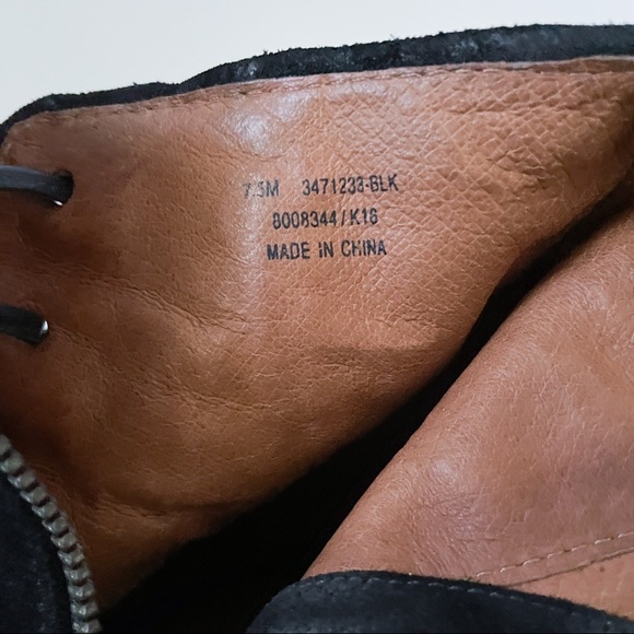 Frye Danica Black Suede Lace Up Ankle Boots Open Toe - Picture 9 of 9